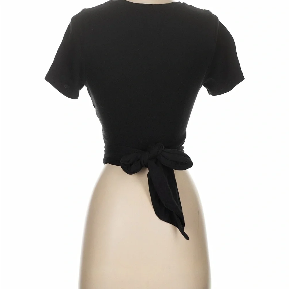 Good American Black Wrap Crop Top - Picture 2 of 5